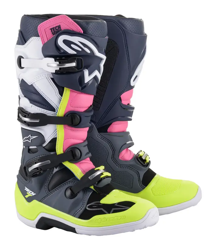 Motokrosové boty ALPINESTARS (Modrá/Šedá/Žlutá Fluo) Výprodej