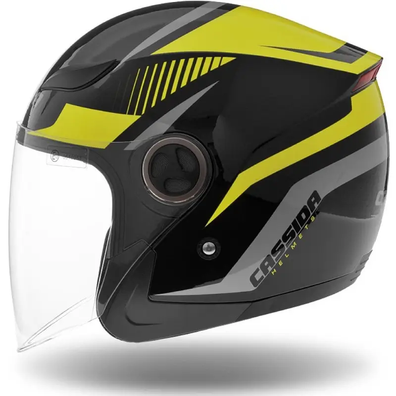 Přilba na moto otevřená Cassida Reflex černo-stříbrno-fluo žlutá Nejprodávanější