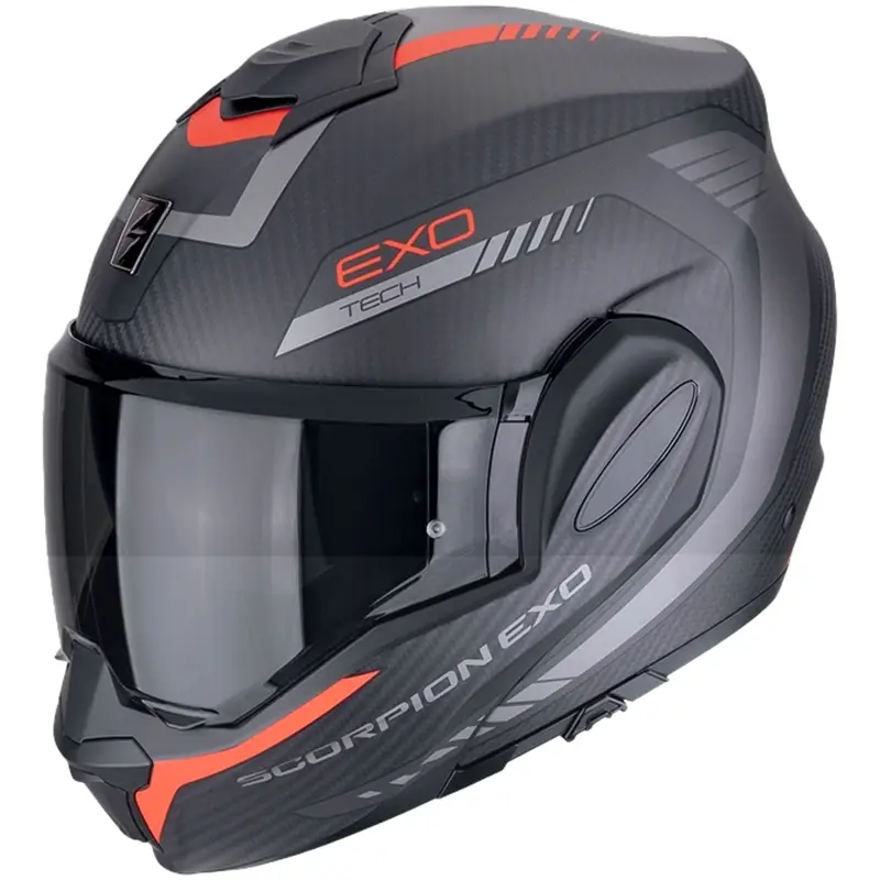 Překlápěcí helma na motorku Scorpion EXO-TECH EVO CARBON COSY matná černo-červená Vrácení Zdarma