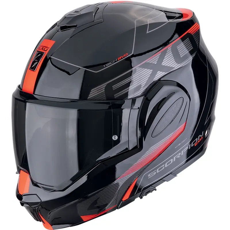 Překlápěcí helma na motorku Scorpion EXO-TECH EVO TRAVELLER černo-červená Rychlé Dodání
