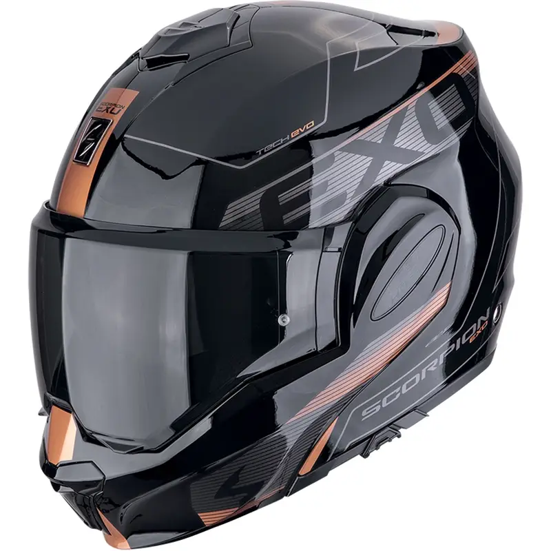 Ověřený Překlápěcí helma na motorku Scorpion EXO-TECH EVO TRAVELLER černo-měděná