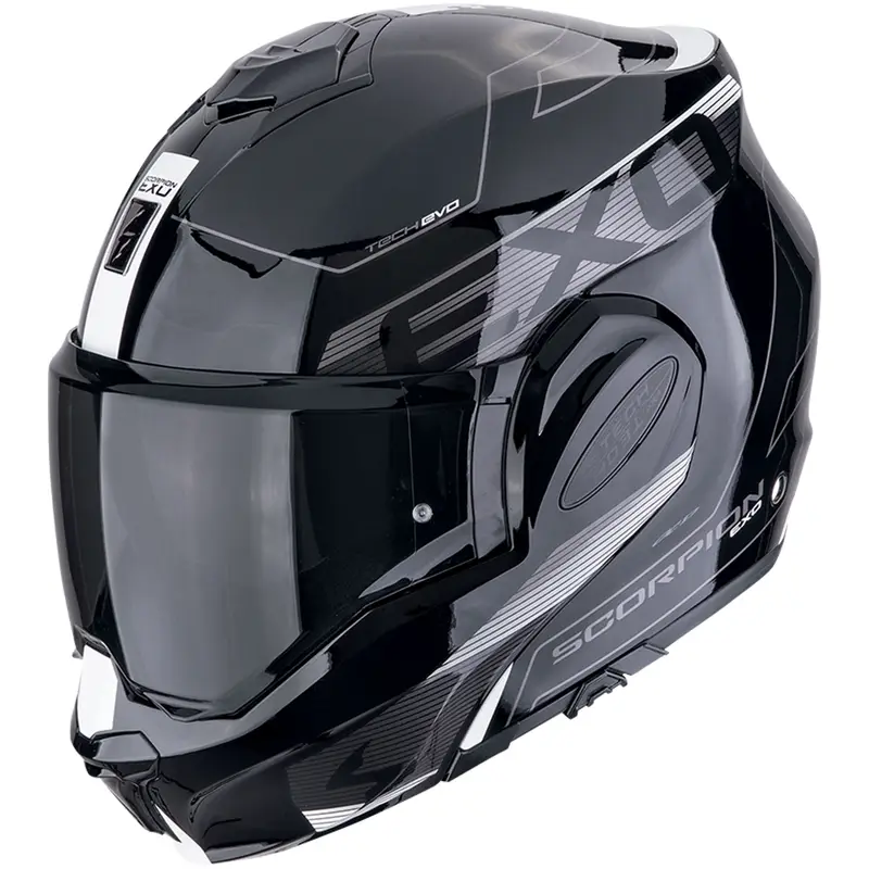 Překlápěcí helma na motorku Scorpion EXO-TECH EVO TRAVELLER černo-bílá Speciální Cena