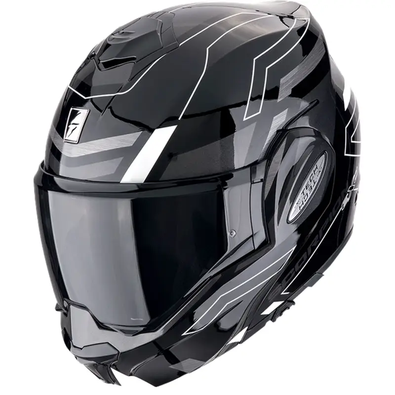 Překlápěcí helma na motorku Scorpion EXO-TECH EVO CONQUER černo-bílá Výhodná Nabídka