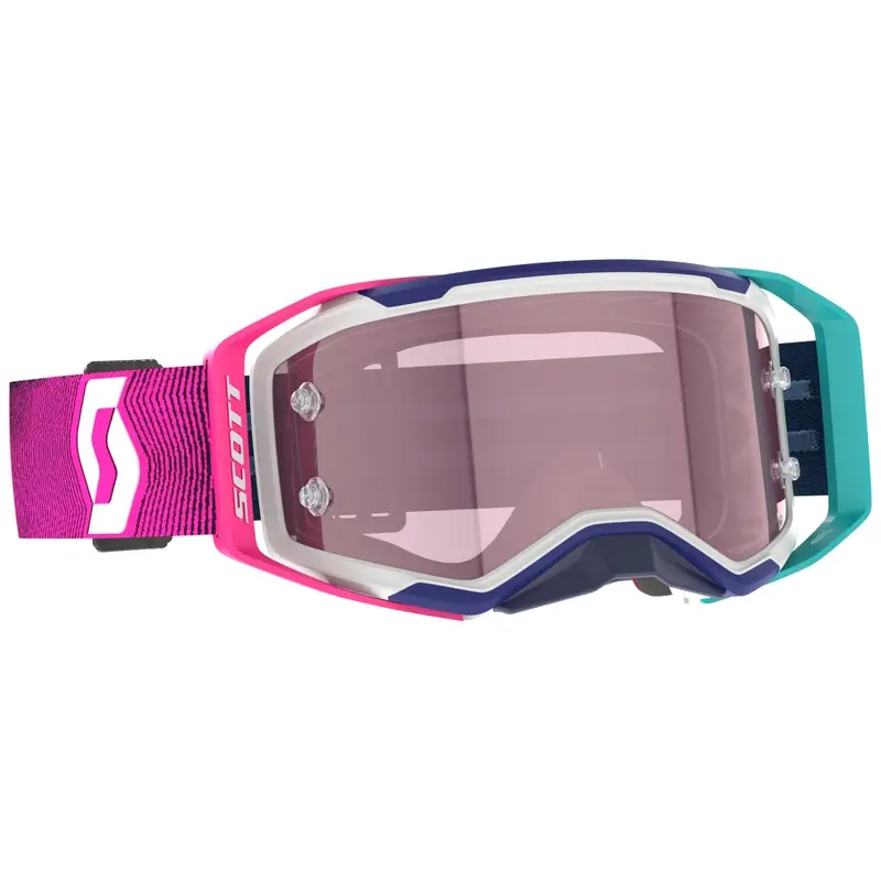 Výprodej Motokrosové brýle SCOTT Prospect 2.0 AMP modro-růžové s růžovým plexi