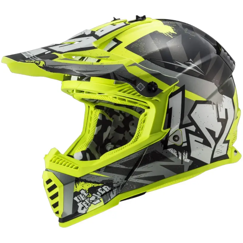 Dětská motokrosová přilba LS2 MX437 Fast EVO Mini Crusher černo-žlutá Sezónní Sleva
