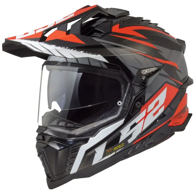 Enduro helma na motorku LS2 MX701 Explorer Spire černo-šedo-červená Sleva