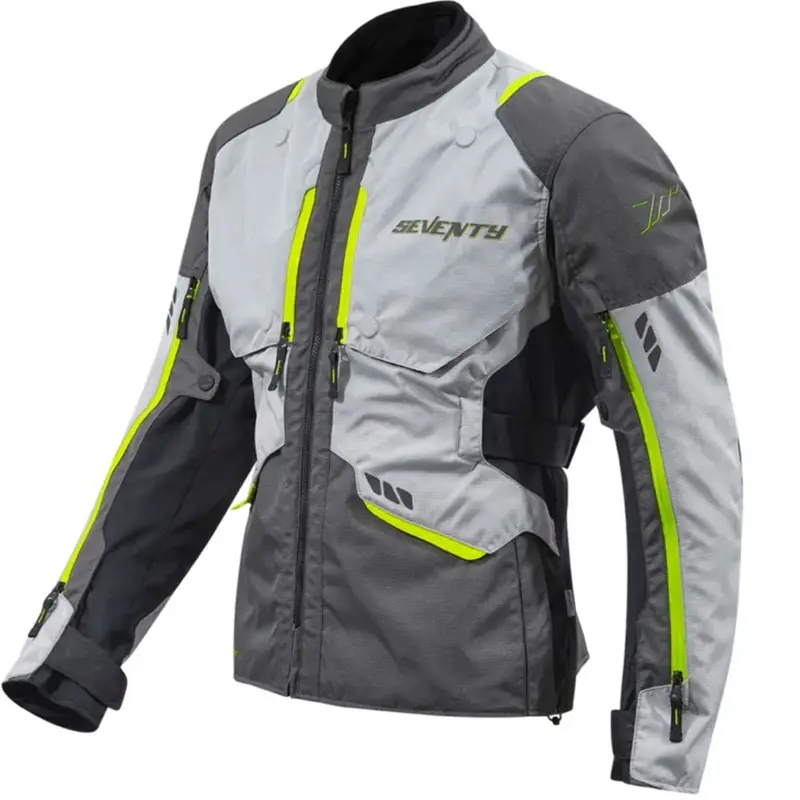 Bunda na motorku Seventy Degrees SD-JT67 Tanami černo-šedo-fluo žlutá Novinka