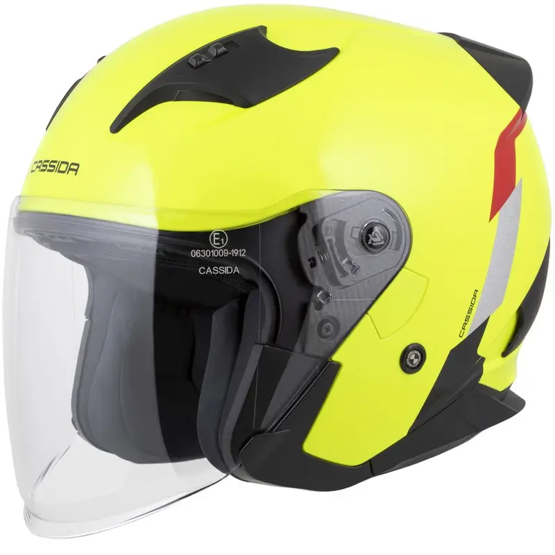 Otevřená helma na motorku Cassida Reflex 2.0 Safety fluo žluto-červeno-šedo-reflexní stříbrná Tovární Cena
