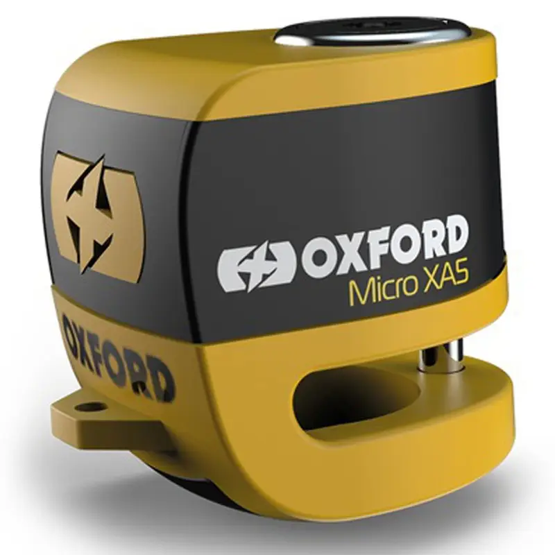 Zámek kotoučové brzdy Oxford Micro XA5 s integrovaným alarmem žluto-černý Nejprodávanější