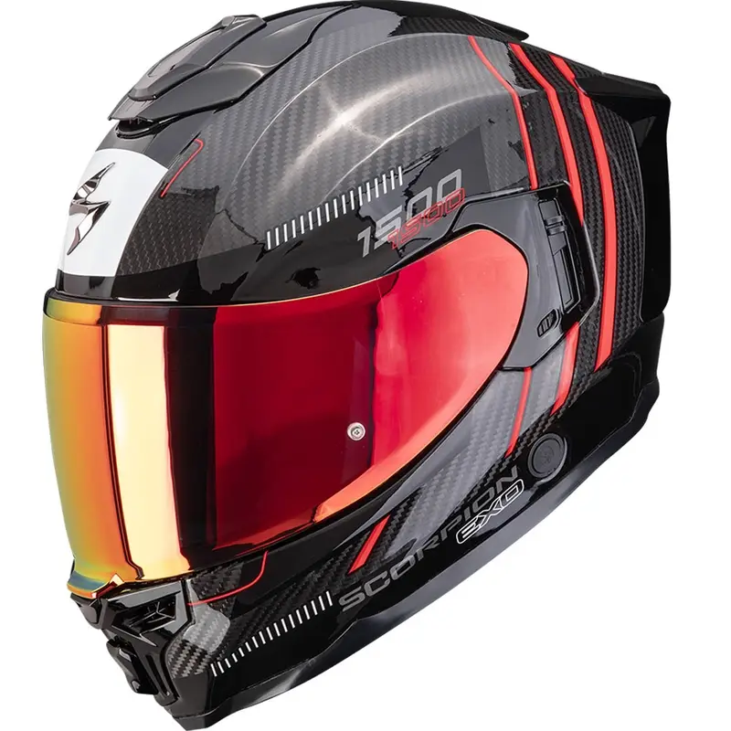 Omezená Nabídka Integrální helma na motorku Scorpion EXO-1500 Carbon Air Zity černo-červená