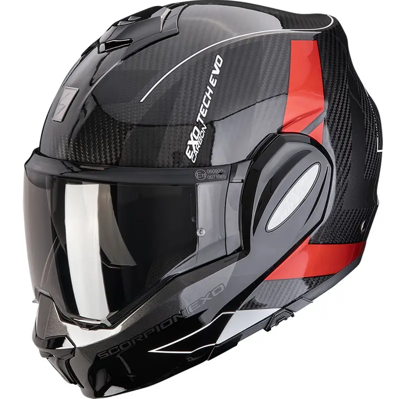 Překlápěcí helma na motorku Scorpion EXO-TECH EVO Carbon CAD černo-červená Super Cena