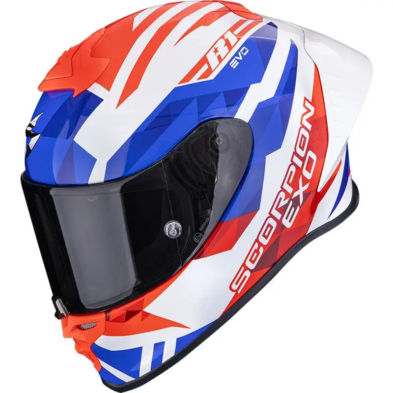 Ověřený Integrální helma na motorku Scorpion EXO-R1 EVO II Air Valere bílo-červeno-modrá