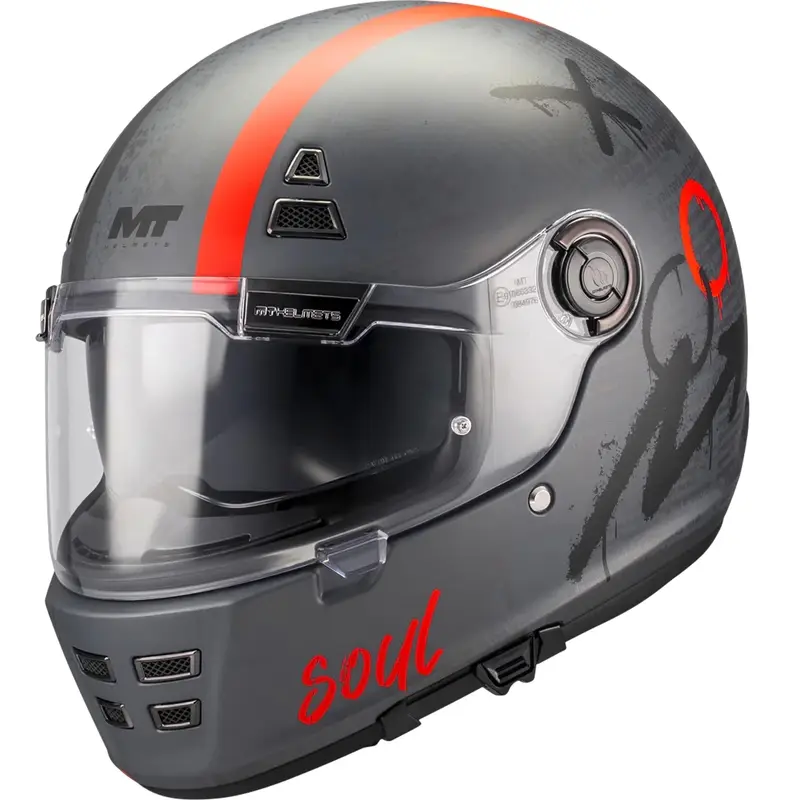 Přímo Od Výrobce Integrální helma na motorku MT Jarama SV Papercut C15 matná šedo-červená