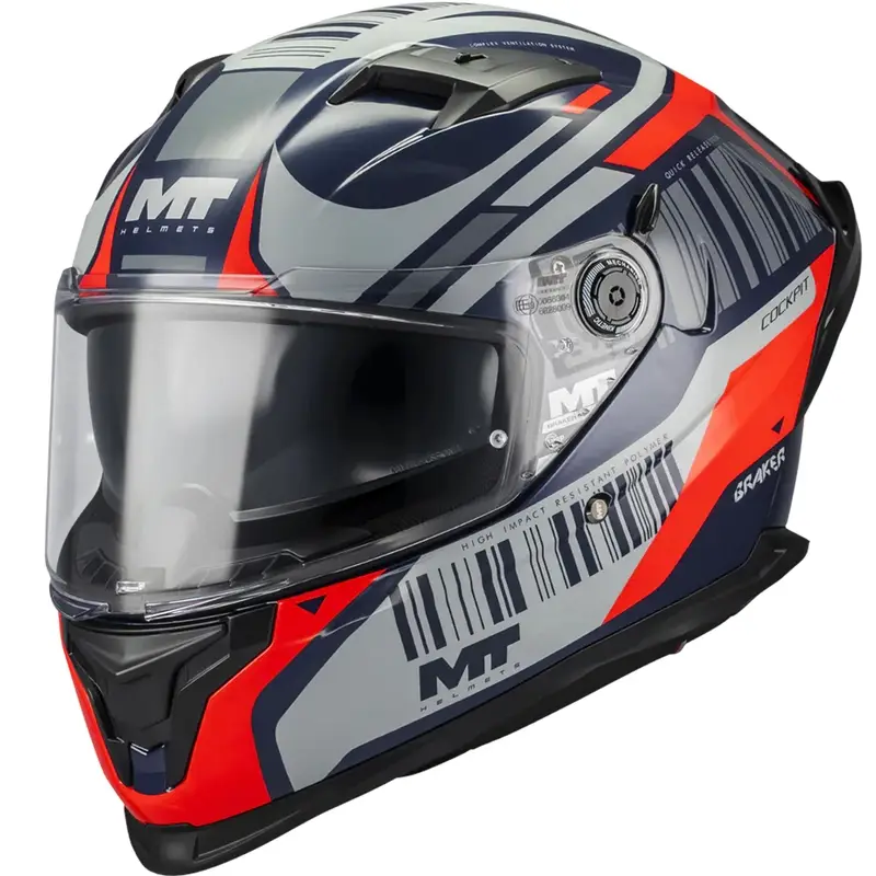 Novinka Integrální helma na motorku MT Braker SV Cockpit B5 modro-šedo-červená