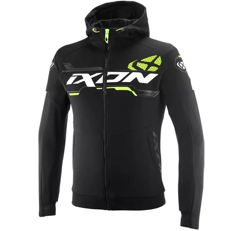 Mikina na motorku IXON Touchdown Ultra černo-bílo-fluo žlutá Must-Have