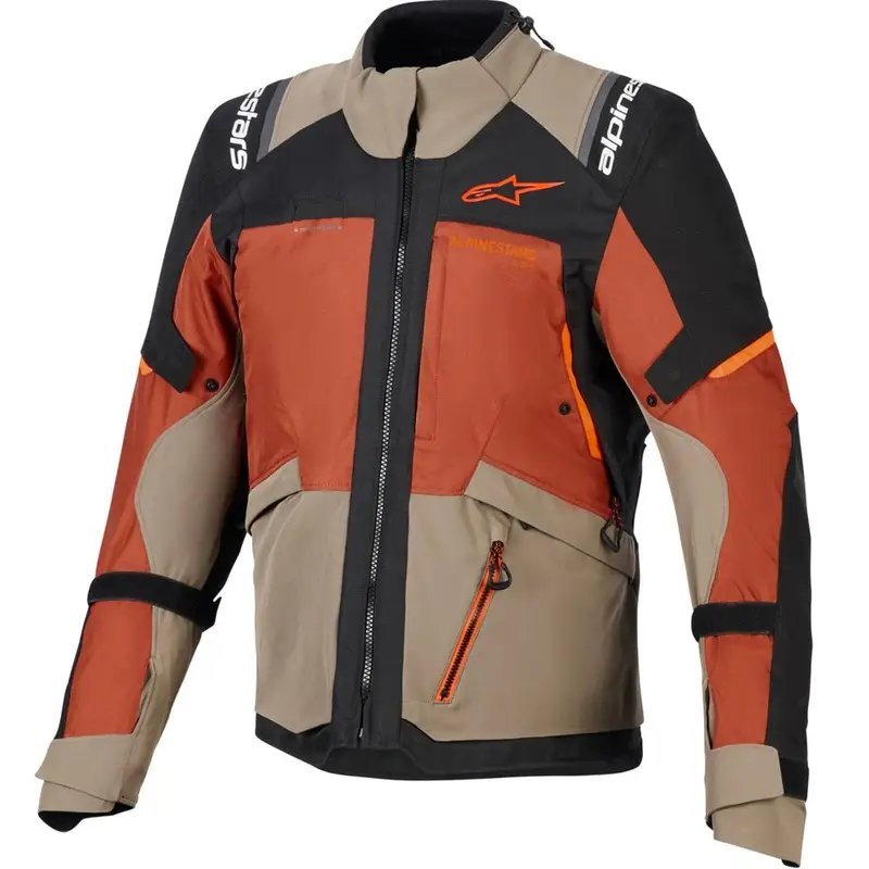 Vysoce Kvalitní Bunda na motorku Alpinestars Andes V4 Drystar světle hnědo-tmavě oranžovo-černá