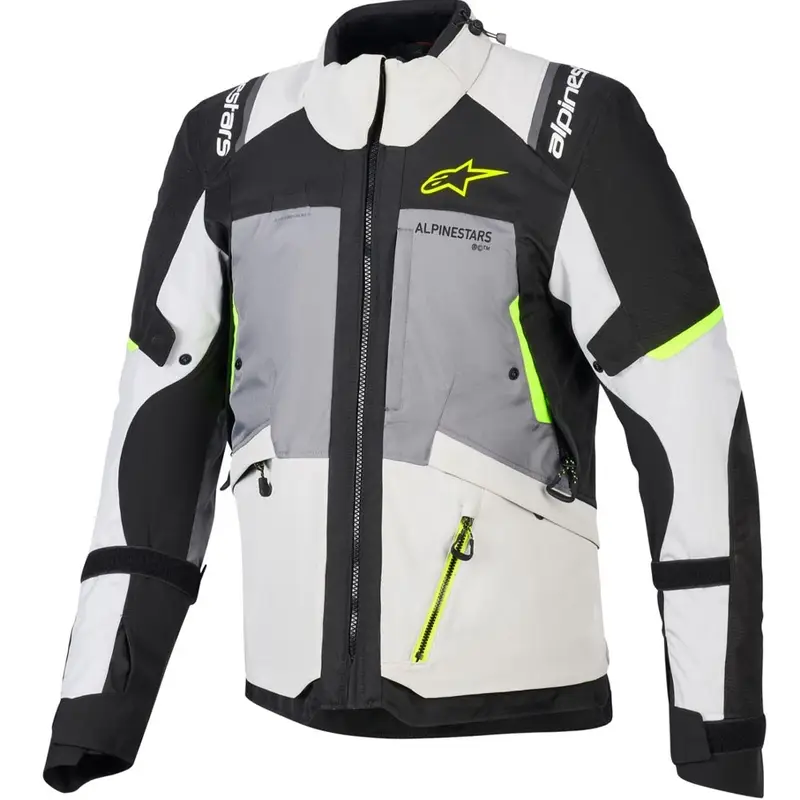 Bunda na motorku Alpinestars Andes V4 Drystar tmavě šedo-světle šedo-černo-fluo žlutá Dokud Zásoby Vydrží