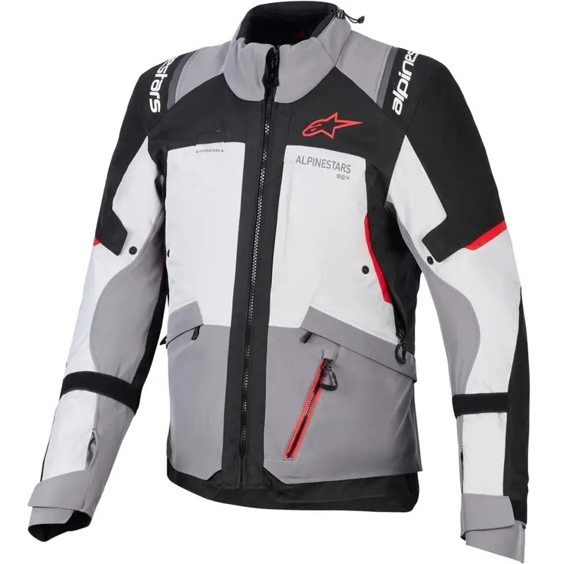 Bunda na motorku Alpinestars Andes V4 Drystar tmavě šedo-světle šedo-černo-červená Dokud Zásoby Vydrží