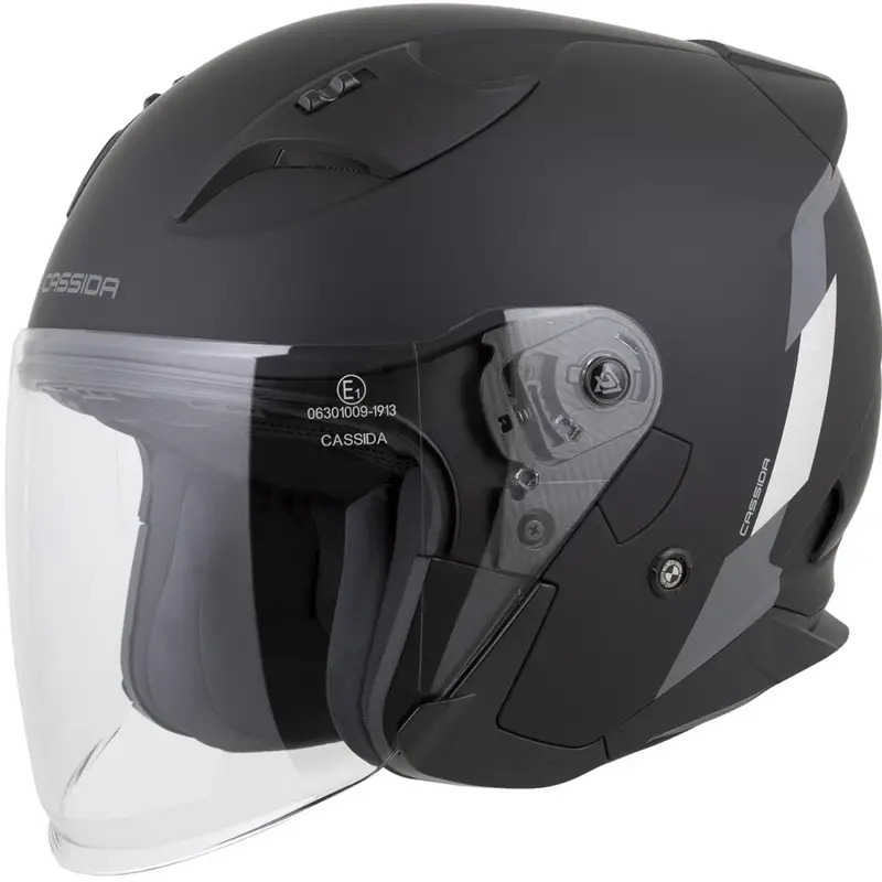 Otevřená helma na motorku Cassida Reflex 2.0 Safety matná černo-šedo-reflexní stříbrná Levný