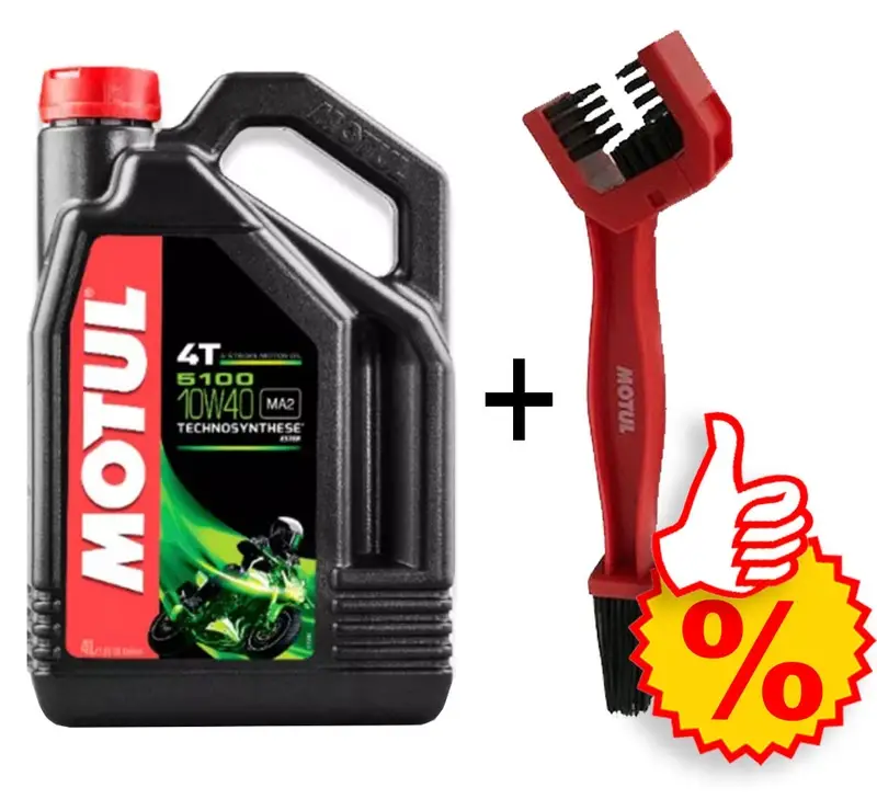 Cenový Hit Sada olej 5100 Ester 10W-40 4 l + kartáč na čištění řetězu Motul