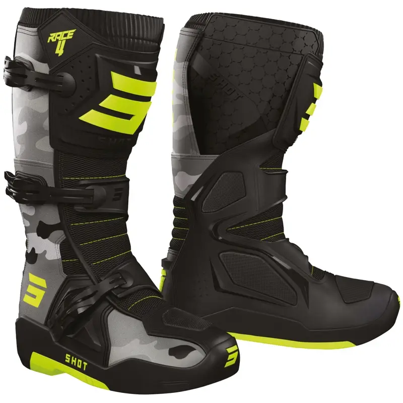 Akční Cena Boty na motorku Shot Race 4 camo-fluo žluté