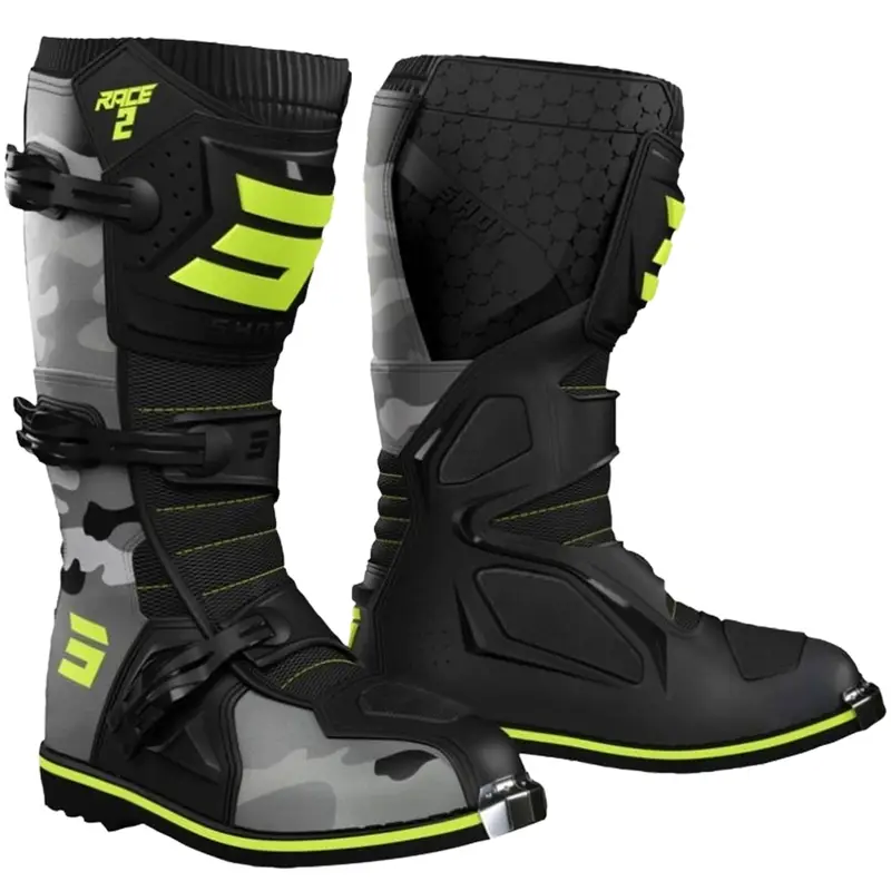 Dětské boty na motorku Shot Race 2 camo-fluo žluté Autentický