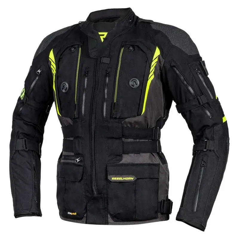 Bunda na motorku Rebelhorn Patrol černo-šedo-fluo žlutá Must-Have