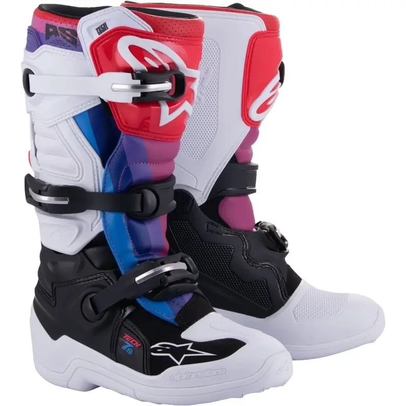 Dětské motokrosové boty Alpinestars Tech 7 S bílo-černo-červeno-modro-fialové Speciální Cena