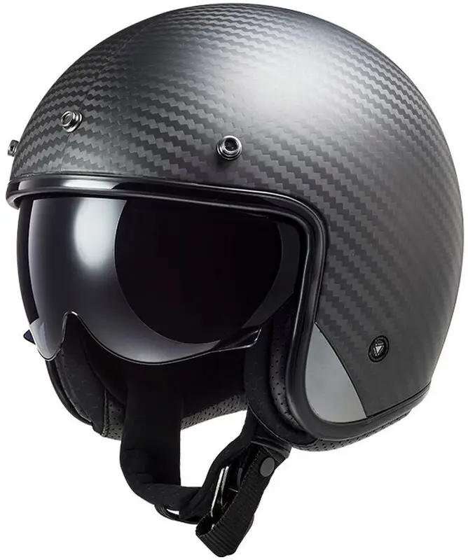 Vysoce Kvalitní Otevřená helma na motorku LS2 OF601 Bob II Carbon Solid černá matná