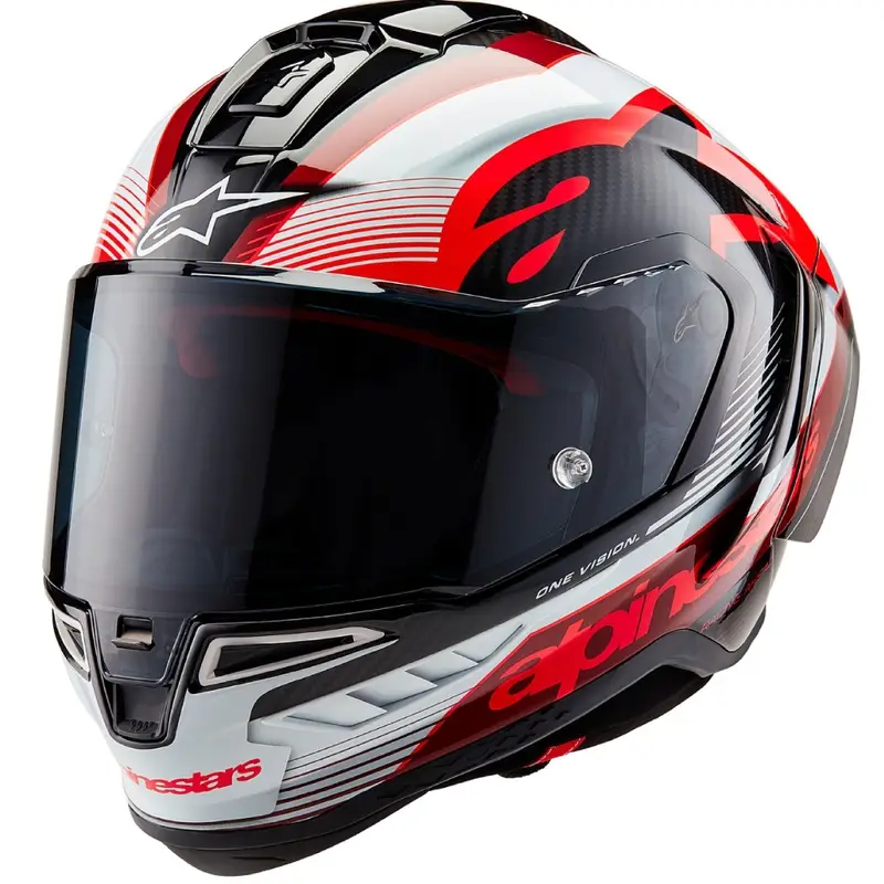 Značkový Integrální helma na motorku Alpinestars Supertech R-10 Team carbon červeno-bílá