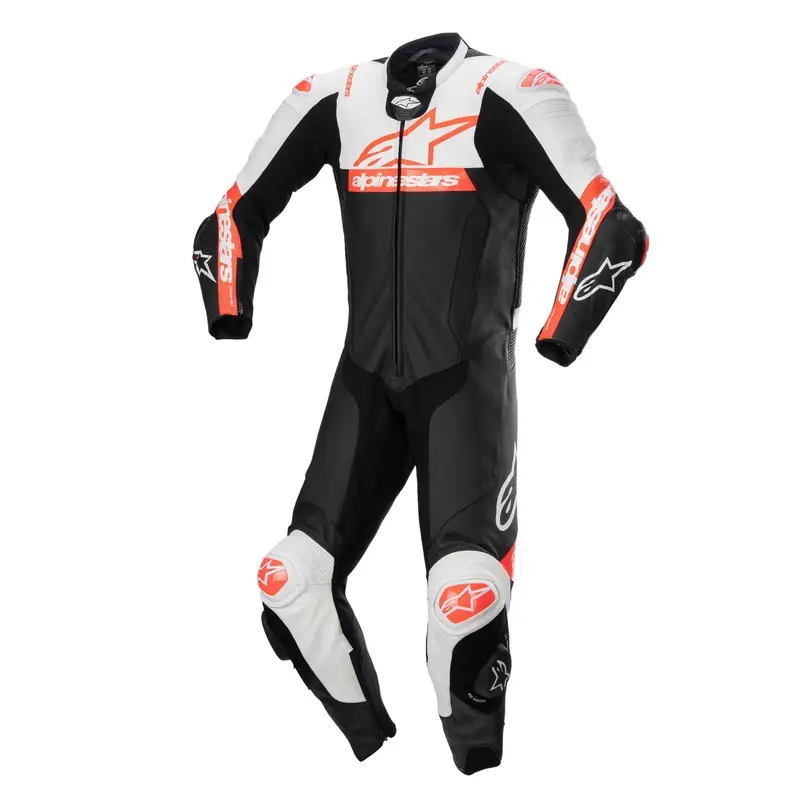 Aktuální Kožená kombinéza na motorku Alpinestars Missile 2 Ward černo-bílo-fluo červená