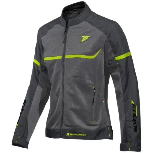 Dámská bunda na motorku SEVENTY DEGREES SD-JR30.2 Mojave šedo-fluo žlutá Finální Výprodej