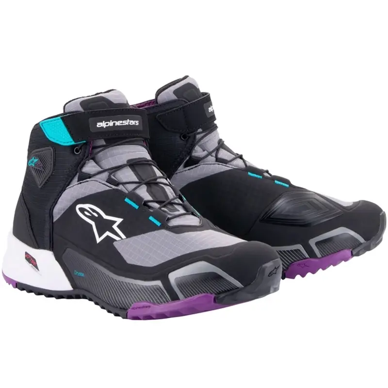 Aktuální Dámské boty na motorku Alpinestars Stella CR-X Drystar černo-šedo-fialovo-tyrkysové