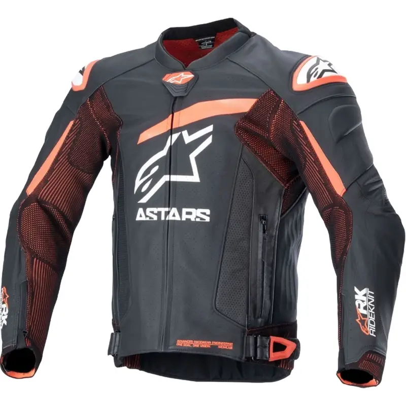 Rychlé Dodání Kožená bunda na motorku Alpinestars GP Plus R 4 Rideknit černo-fluo červeno-bílá