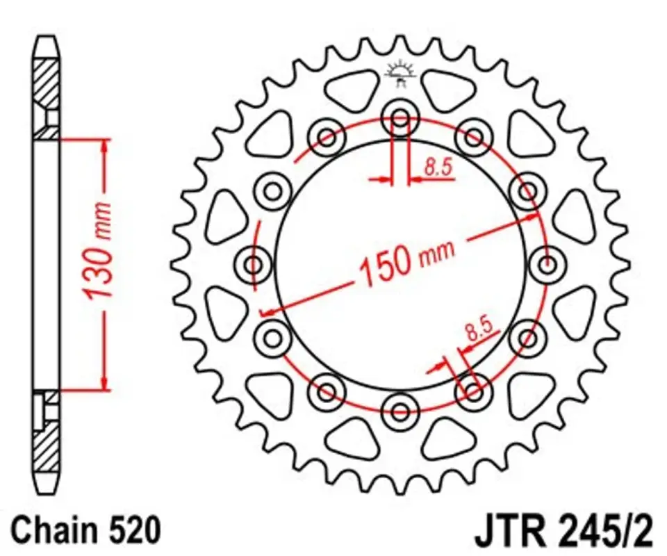 Autentický Řetězová rozeta JT JTR 245/2-40 40 zubů, 520