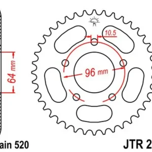 Nová Kolekce Řetězová rozeta JT JTR 254-43 43 zubů, 520