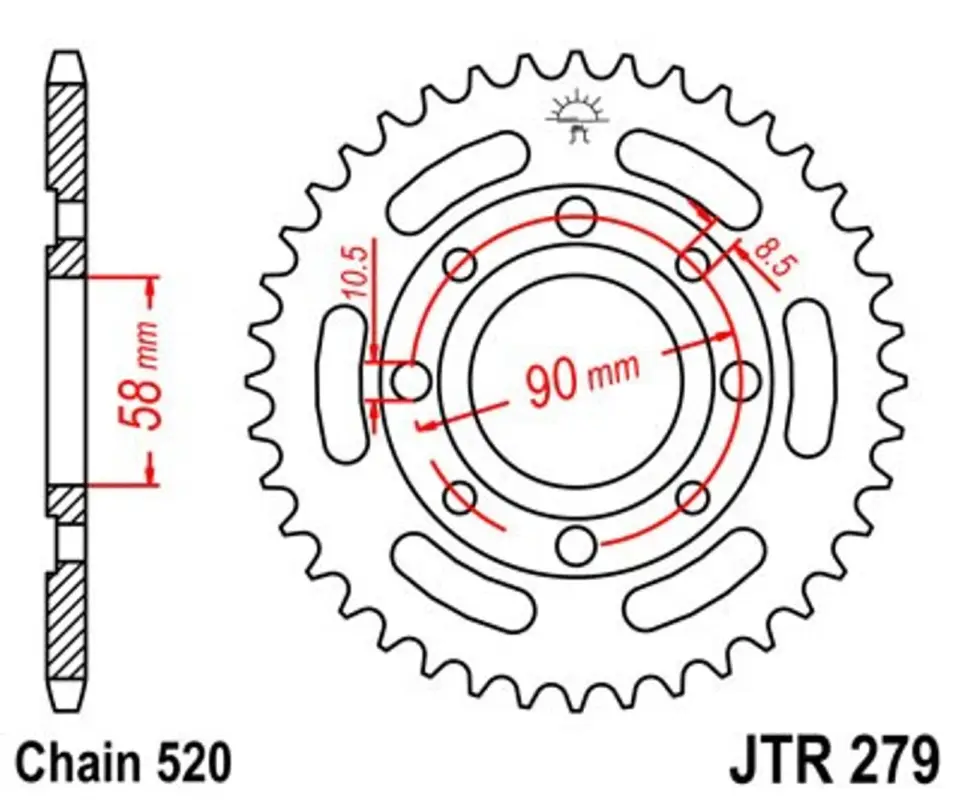 Časově Omezené Řetězová rozeta JT JTR 279-39 39 zubů, 520