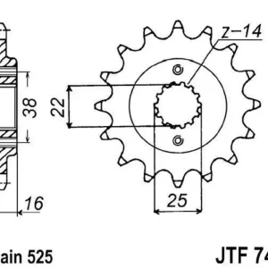 Finální Výprodej Řetězové kolečko JT JTF 740-14 14 zubů, 525