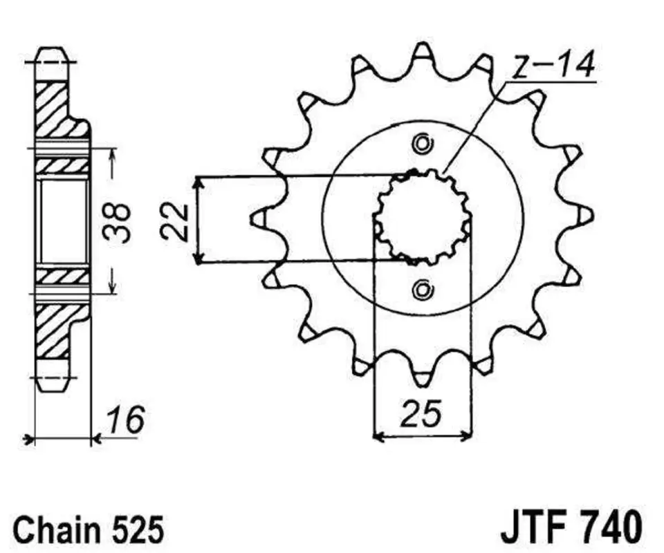 Finální Výprodej Řetězové kolečko JT JTF 740-14 14 zubů, 525