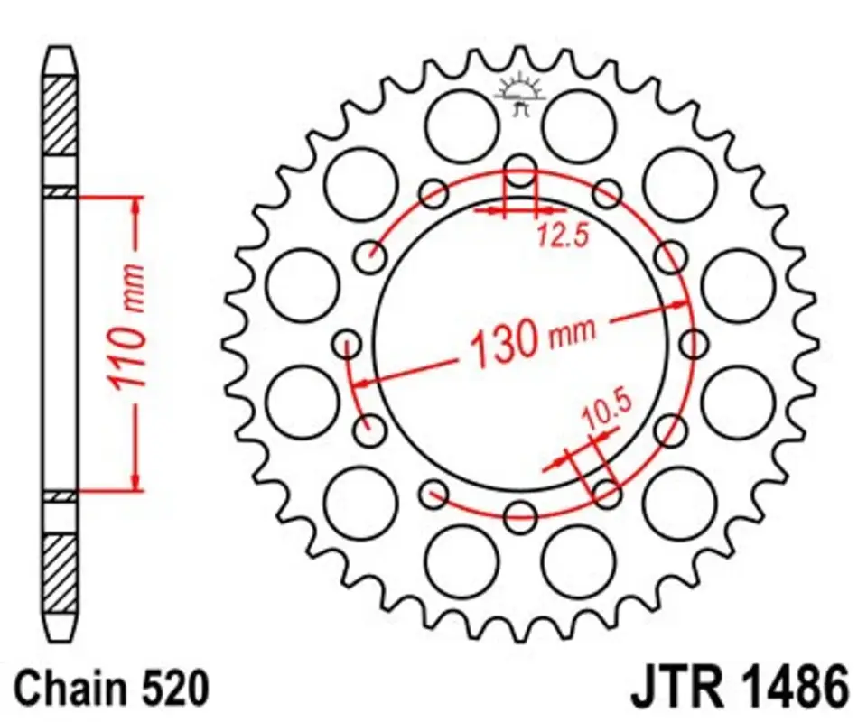 Aktuální Řetězová rozeta JT JTR 1486-40 40 zubů, 520