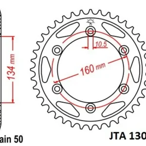 Hliníková řetězová rozeta JT JTA 1306-43 43 zubů, 530 Must-Have