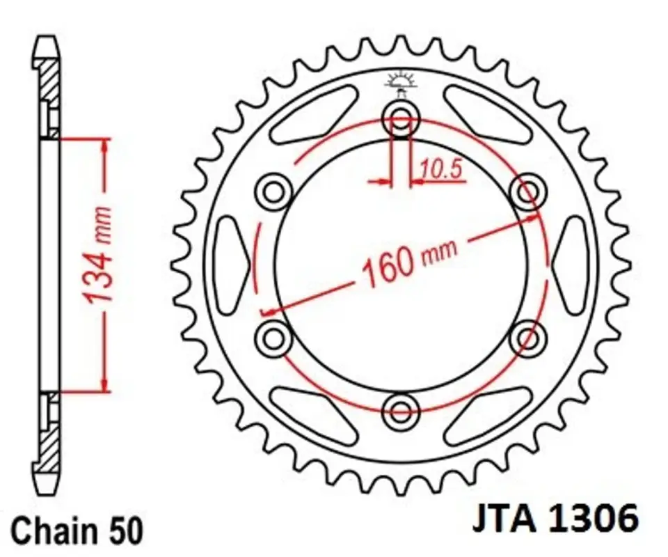 Hliníková řetězová rozeta JT JTA 1306-43 43 zubů, 530 Must-Have