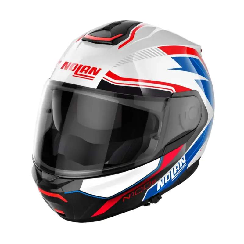 Expresní Doručení NOLAN Výklopná moto přilba N100-6 Surveyor Metal White Blue N-COM 24