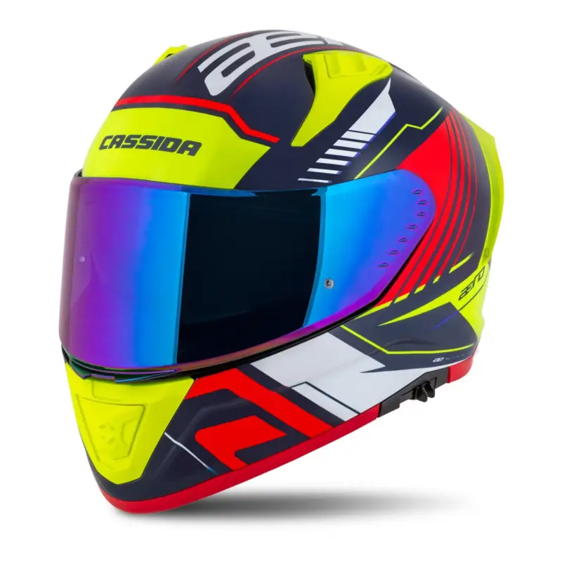 Hit Sezóny přilba Aero Drome, CASSIDA (modrá perleť/žlutá/oranžová/červená/bílá)