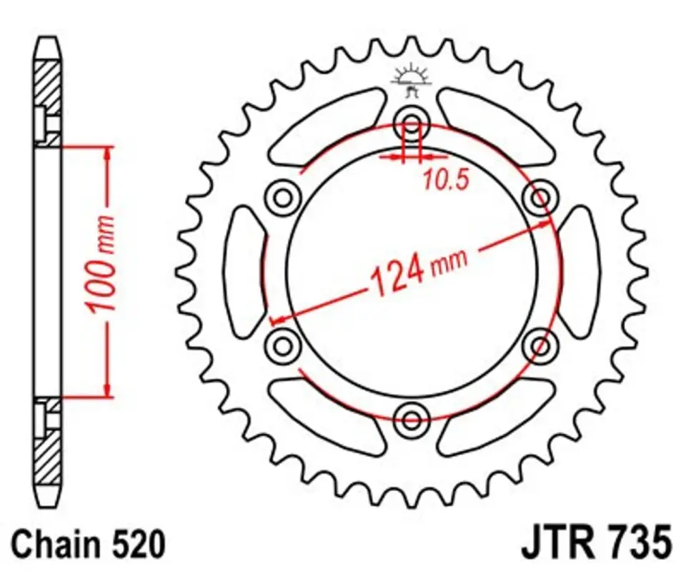 Řetězová rozeta JT JTR 735-39 39 zubů, 520 Aktuální