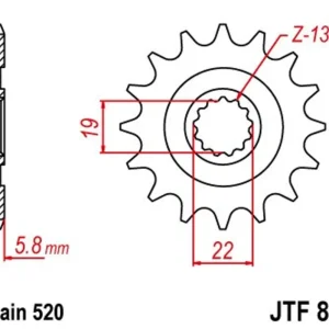 Novinka Řetězové kolečko JT JTF 825-13 13 zubů, 520