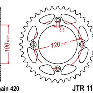 Časově Omezené Řetězová rozeta JT JTR 1141-51 51 zubů, 420
