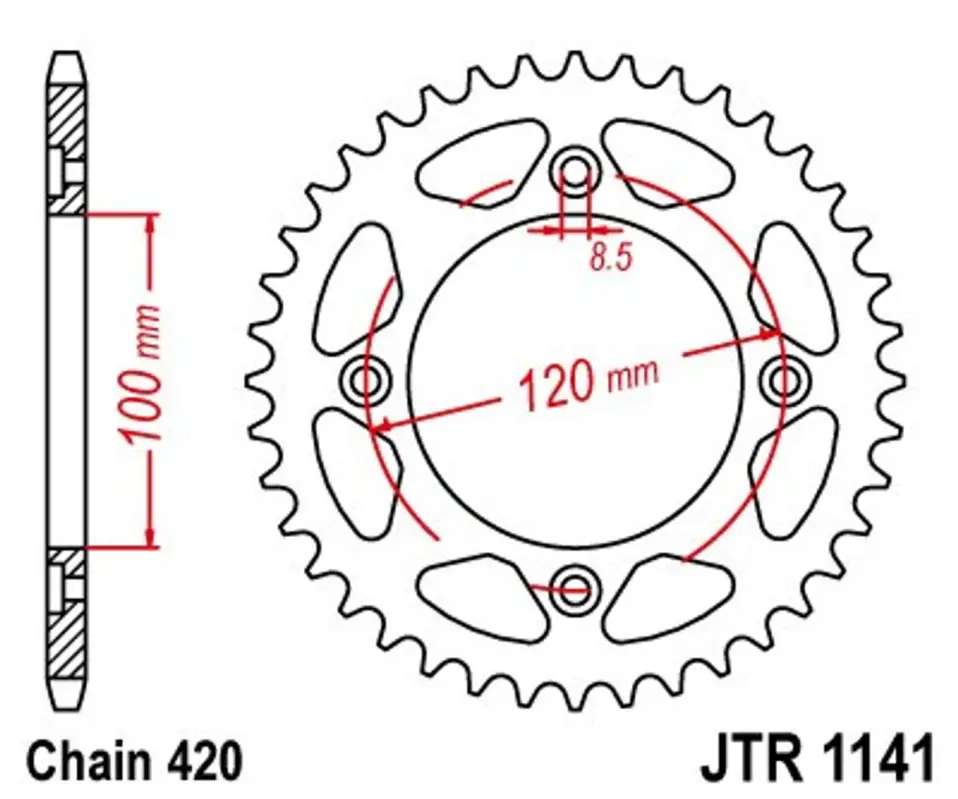 Časově Omezené Řetězová rozeta JT JTR 1141-51 51 zubů, 420