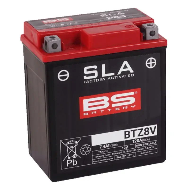 Továrně aktivovaná motocyklová baterie BS-BATTERY BTZ8V (FA) (YTZ8V (FA)) SLA Novinka