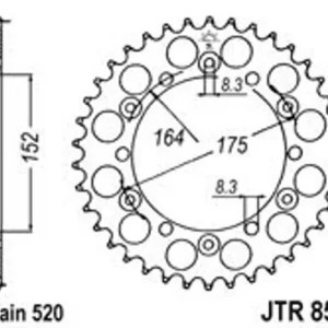 Autentický Řetězová rozeta JT JTR 853-42 42 zubů, 520